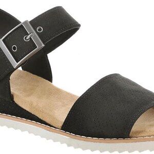 Women's Faux Suede Wedge Sandal 8.5 Memory Foam Comfort Vegan Water-Resistant